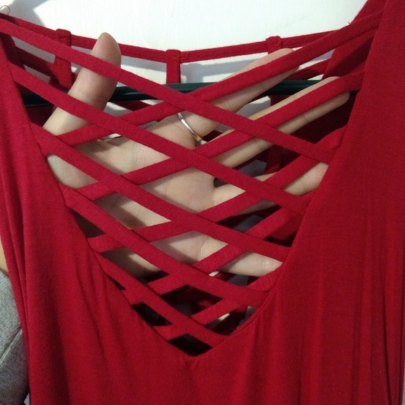 ❌ SOLD ❌ JustFab Red Cage Dress - Picture 4 of 5